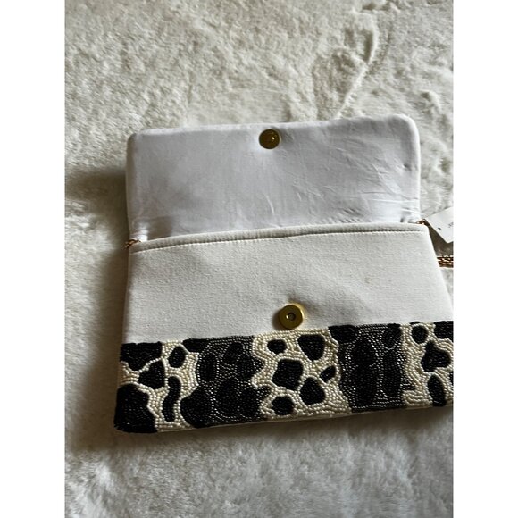 NWT  Francesca Women’s Leopard Print Full Front Beaded Clutch Crossbody Purse - Picture 5 of 9